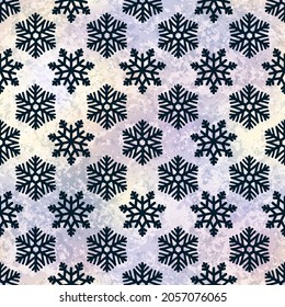 Vector Winter Snowflakes Silver Metallic Seamless Pattern. Christmas hand drawn snow print on icy gradient foil background. New year shiny texture for print, wrapping paper design, fabric, gift, decor