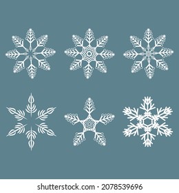 Variedad de copos de nieve de invierno vectorial para Navidad o Año Nuevo diseño de decoración y accesorios.