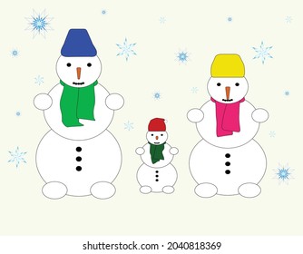 vector winter snowman colorful illustration, wallpaper and background