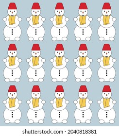 vector winter snowman colorful illustration, wallpaper, seamless pattern and background