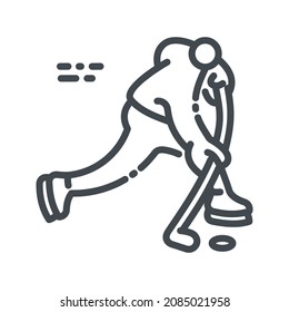 Vector winter sport line icon. competition  symbol. Hockey competition  symbol isolated on transparent background.