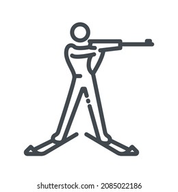 Icono de la línea deportiva de invierno vectorial. Símbolo de la competencia de biatlón aislado en un fondo transparente.