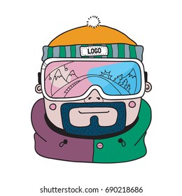 Vector winter sport snowboarding illustration. You can add your logo. Can be used for t-shirt print, Stickers and postcards.