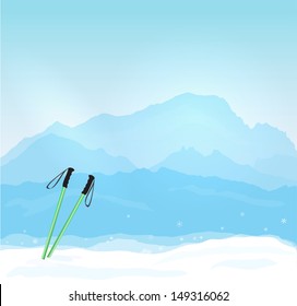 Vector Winter sports concept with Mont Blanc silhouette