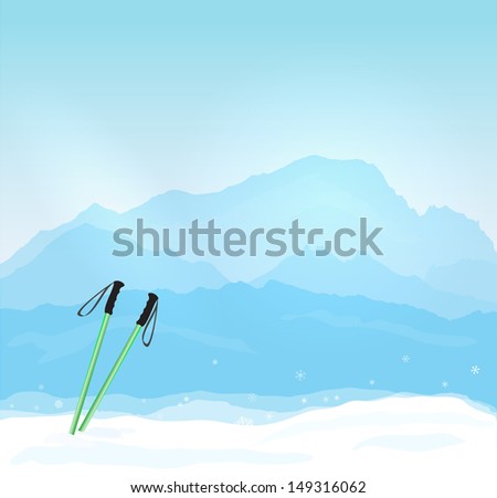 Vector Winter sports concept with Mont Blanc silhouette
