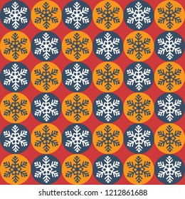 Vector winter style seamless pattern background made with snowflakes symbols