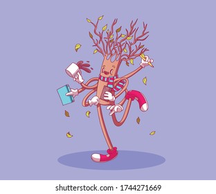 Vector Winter Tree Funny Character