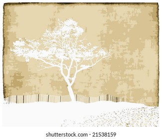 Vector Winter Tree Silhouette Scene