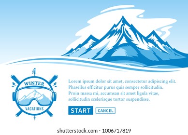 Vector winter vacations illustration for tourism organizations and resorts