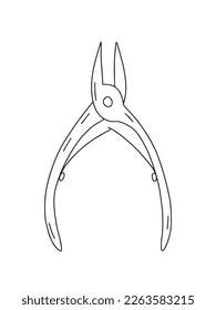 Cortadoras de alambre de vectores para boceto de manicura y pedicura. Herramienta de manicura dibujada a mano aislada