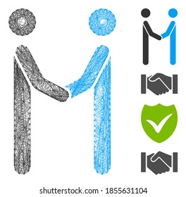 Vector wire frame agreement. Geometric wire frame 2D network based on agreement icon, designed with crossing lines. Some bonus icons are added.