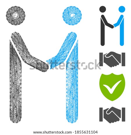 Vector wire frame agreement. Geometric wire frame 2D network based on agreement icon, designed with crossing lines. Some bonus icons are added.