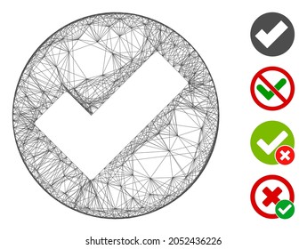 Vector wire frame apply. Geometric wire frame 2D net based on apply icon, designed from crossed lines. Some other icons are added.