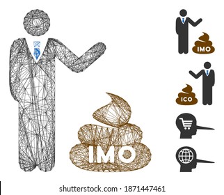 Vector wire frame businessman show IMO shit. Geometric wire frame flat network made from businessman show IMO shit icon, designed from crossed lines. Some bonus icons are added.