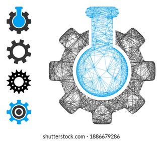Vector wire frame chemical industry. Geometric wire frame flat net generated with chemical industry icon, designed with crossing lines. Some bonus icons are added.
