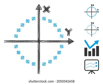 Vector wire frame circle plot. Geometric wire frame flat net generated with circle plot icon, designed from intersected lines. Some similar icons are added.