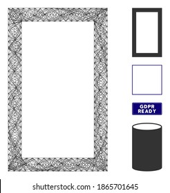 Vector wire frame contour rectangle. Geometric wire frame 2D net made from contour rectangle icon, designed from crossing lines. Some bonus icons are added.