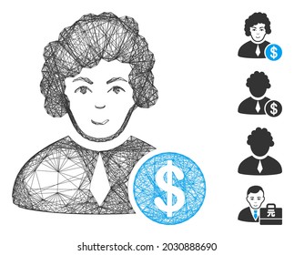 Vector wire frame corrupt judge. Geometric wire frame flat network generated with corrupt judge icon, designed from crossing lines. Some bonus icons are added.