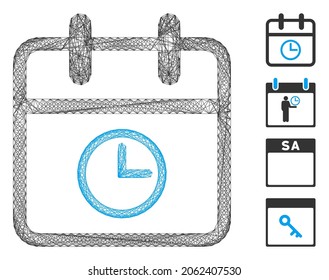 Vector wire frame day time. Geometric linear frame 2D network made from day time icon, designed from crossing lines. Some bonus icons are added.