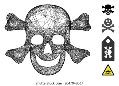 Vector wire frame death. Geometric wire frame 2D net made from death icon, designed from intersected lines. Some other icons are added.