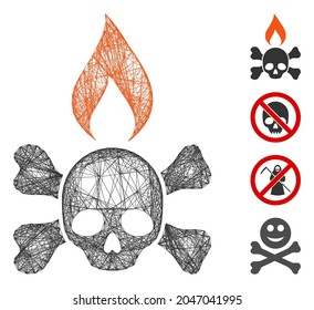 Vector wire frame death ignition. Geometric wire frame flat network based on death ignition icon, designed with crossed lines. Some additional icons are added.
