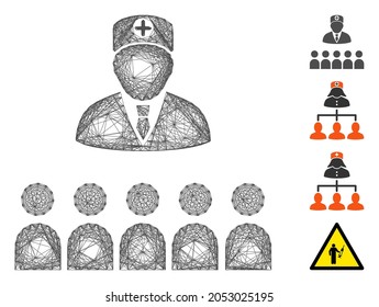 Vector wire frame doctor class. Geometric wire frame 2D net generated with doctor class icon, designed with crossed lines. Some bonus icons are added.