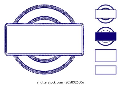 Vector wire frame double round and rectangle frame. Geometric wire frame 2D network made from double round and rectangle frame icon, designed from crossing lines. Some bonus icons are added.