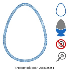 Vector wire frame egg. Geometric wire frame flat network generated with egg icon, designed with crossed lines. Some bonus icons are added.