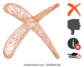 Vector wire frame erase. Geometric linear frame flat net generated with erase icon, designed from intersected lines. Some bonus icons are added.
