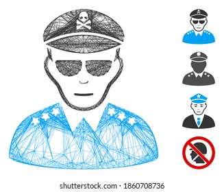 Vector wire frame evil army general. Geometric wire frame 2D network generated with evil army general icon, designed with crossing lines. Some bonus icons are added.