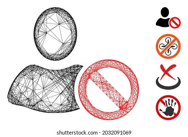 Vector wire frame forbidden. Geometric wire frame flat net based on forbidden icon, designed from intersected lines. Some bonus icons are added.