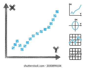 Vector wire frame function plot. Geometric wire frame flat net generated with function plot icon, designed from crossing lines. Some bonus icons are added.