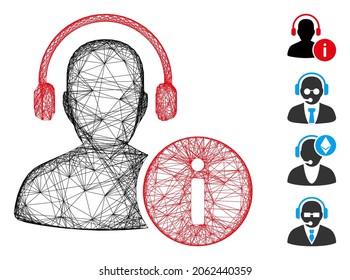 Vector wire frame help desk. Geometric wire frame flat network generated with help desk icon, designed from intersected lines. Some bonus icons are added.