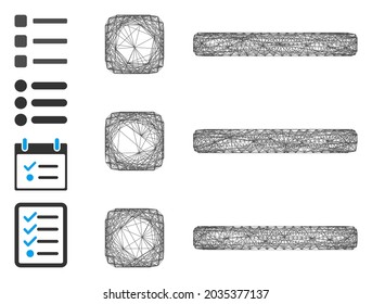 Vector wire frame items. Geometric wire frame 2D network based on items icon, designed from crossing lines. Some bonus icons are added.