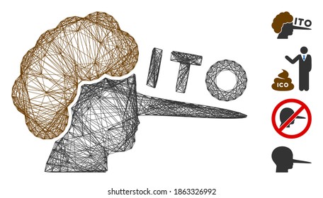 Vector wire frame ITO liar. Geometric wire frame flat network made from ITO liar icon, designed from crossed lines. Some bonus icons are added.