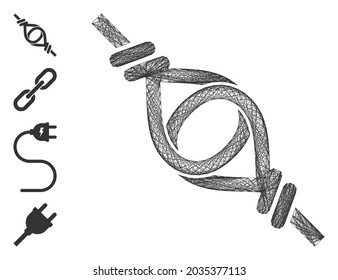 Vector wire frame knot loop connection. Geometric wire frame flat net generated with knot loop connection icon, designed with intersected lines. Some bonus icons are added.