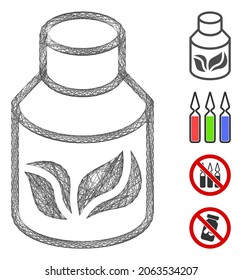Vector wire frame natural drugs. Geometric hatched frame flat net made from natural drugs icon, designed from crossing lines. Some bonus icons are added.