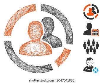 Vector wire frame patient diagram. Geometric wire frame flat net generated with patient diagram icon, designed from crossing lines. Some other icons are added.