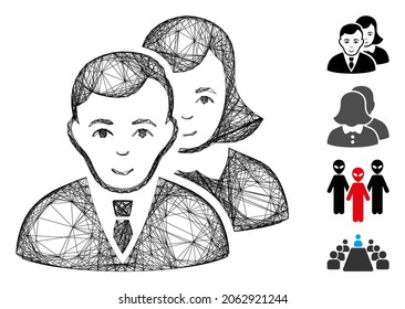 Vector Wire Frame People. Geometric Wire Frame Flat Net Made From People Icon, Designed From Crossed Lines. Some Bonus Icons Are Added.