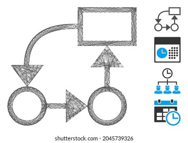 Vector wire frame plan. Geometric wire frame 2D net made from plan icon, designed from crossing lines. Some bonus icons are added.