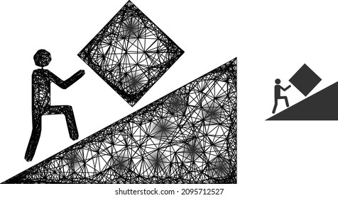Vector wire frame pointless task icon with spots. Geometric wire frame 2D network based on pointless task icon, generated with crossing lines, with round spots.