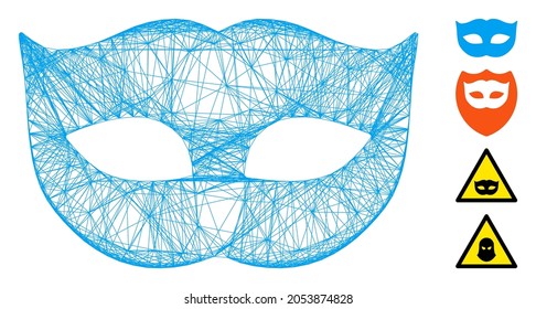 Vector wire frame privacy mask. Geometric wire frame flat net generated with privacy mask icon, designed with intersected lines. Some additional icons are added.