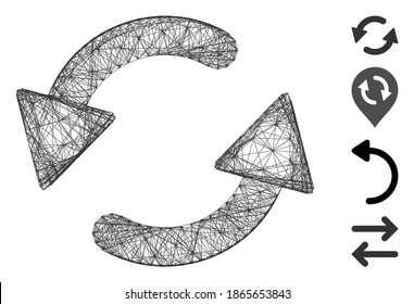 Vector wire frame refresh CCW. Geometric linear frame flat net generated with refresh CCW icon, designed with crossing lines. Some bonus icons are added.