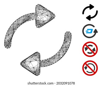 Vector wire frame refresh. Geometric wire frame 2D net made from refresh icon, designed from crossing lines. Some bonus icons are added.