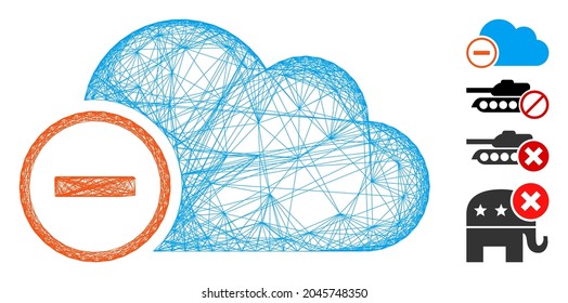 Vector wire frame remove. Geometric linear frame flat network made from remove icon, designed from crossed lines. Some bonus icons are added.