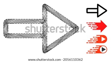 Vector wire frame right. Geometric wire frame 2D network generated with right icon, designed with crossed lines. Some bonus icons are added.