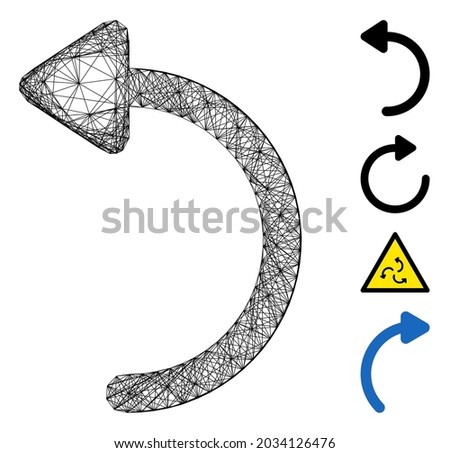 Vector wire frame rotate CCW. Geometric linear frame 2D network made from rotate CCW icon, designed from intersected lines. Some bonus icons are added.