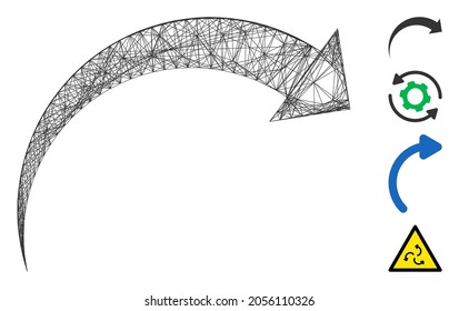 Vector wire frame rotate CW. Geometric wire frame 2D network made from rotate CW icon, designed from crossed lines. Some bonus icons are added.