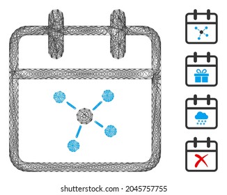 Vector wire frame scheme day. Geometric linear frame 2D net generated with scheme day icon, designed with intersected lines. Some bonus icons are added.