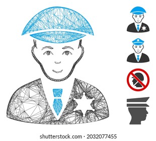 Vector wire frame sheriff. Geometric linear frame 2D network made from sheriff icon, designed from crossing lines. Some bonus icons are added.